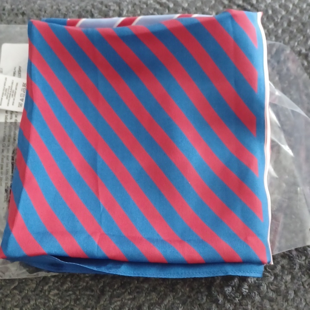 New Madewell Medium Silk Bandana Bias Stripe Cmbo Tranquil - Picture 2 of 3